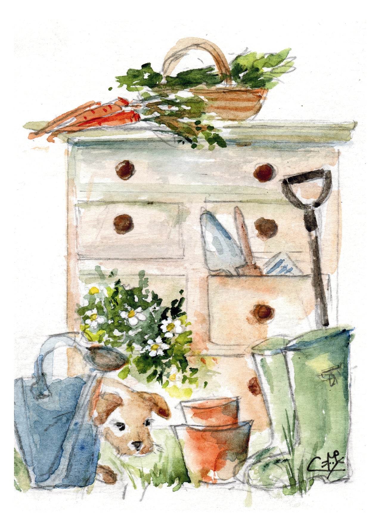 Carte Postale "La commode champêtre"