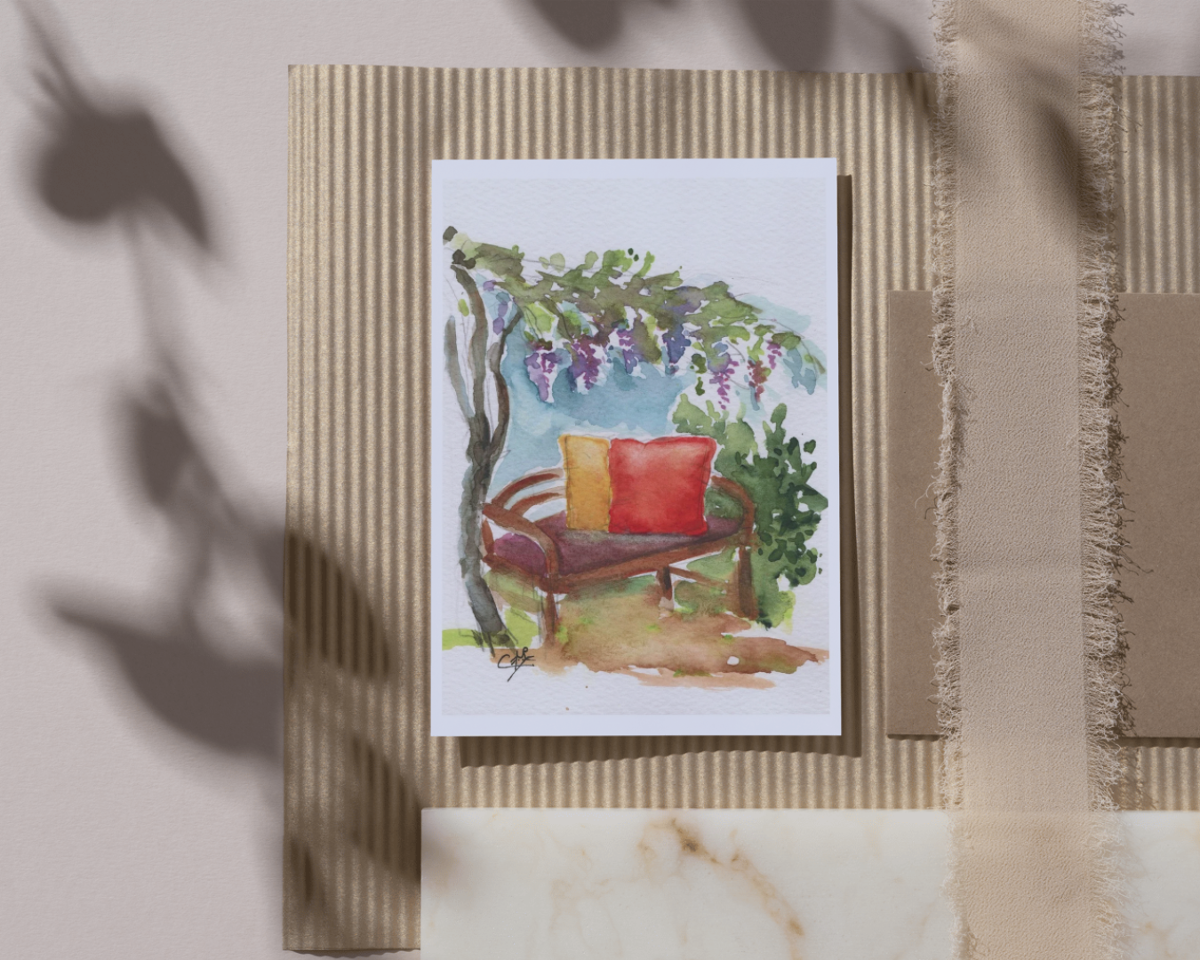 Carte Postale "Le banc sous les glycines"