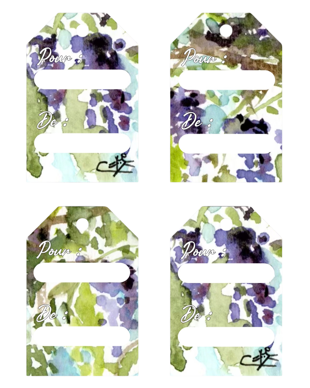 Etiquettes Cadeaux "Glycines violettes"